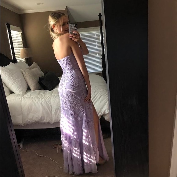 Sherri Hill 53345 Lavender Lace Strapless Prom Dress - Still available PROM ‘24 - Picture 10 of 10